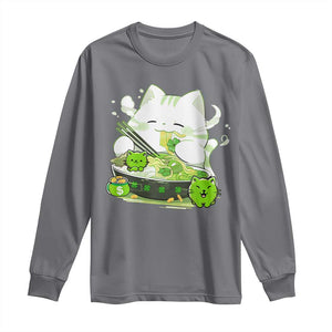 St Patrick's Day Cats Long Sleeve Shirt Irish Eating Ramen Noodles Cute Anime Shamrocks TS10 Charcoal Print Your Wear