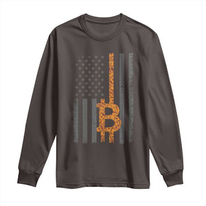 BTC Bitcoin American Flag Long Sleeve Shirt Crypto Buy the Dip TS10 Dark Chocolate Print Your Wear