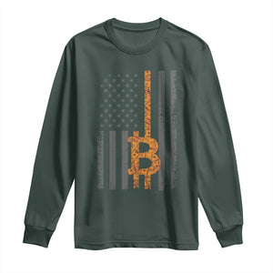 BTC Bitcoin American Flag Long Sleeve Shirt Crypto Buy the Dip TS10 Dark Forest Green Print Your Wear