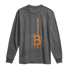 BTC Bitcoin American Flag Long Sleeve Shirt Crypto Buy the Dip TS10 Dark Heather Print Your Wear