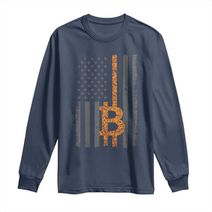 BTC Bitcoin American Flag Long Sleeve Shirt Crypto Buy the Dip TS10 Navy Print Your Wear