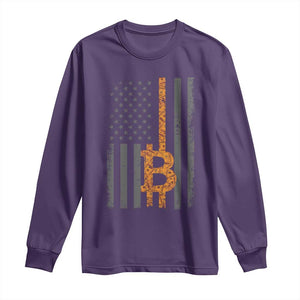 BTC Bitcoin American Flag Long Sleeve Shirt Crypto Buy the Dip TS10 Purple Print Your Wear