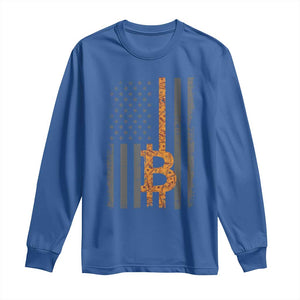 BTC Bitcoin American Flag Long Sleeve Shirt Crypto Buy the Dip TS10 Royal Blue Print Your Wear