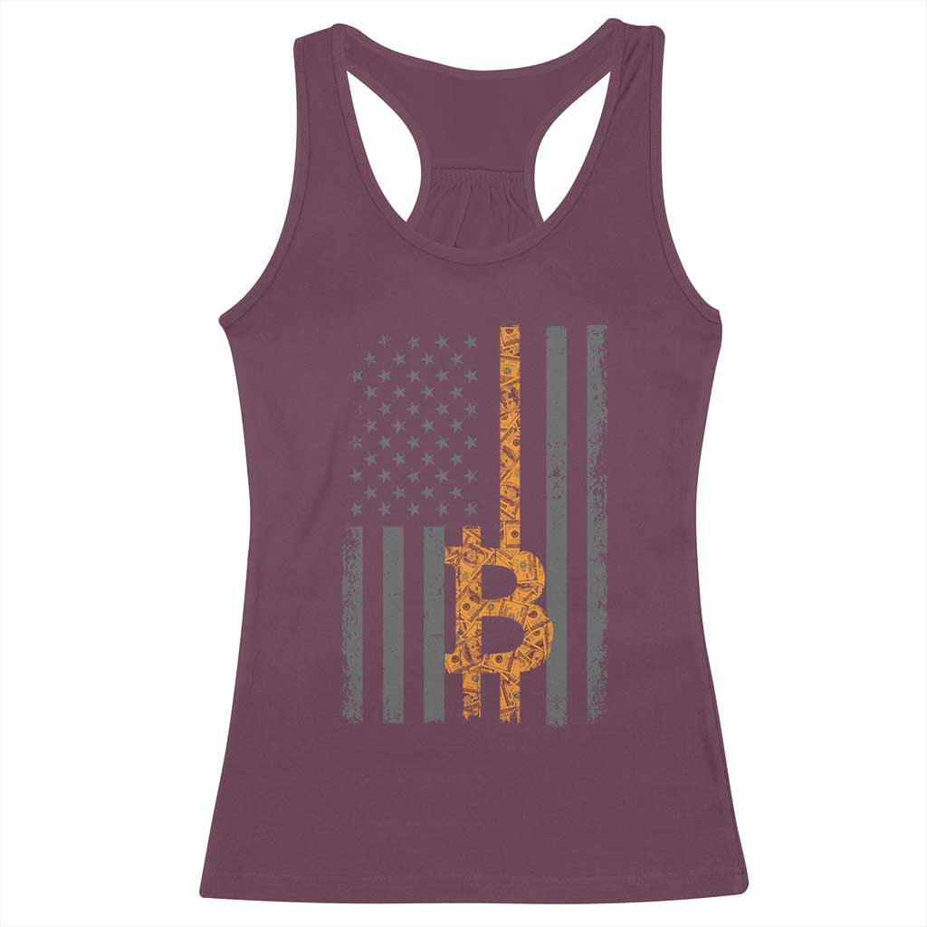 BTC Bitcoin American Flag Racerback Tank Top Crypto Buy the Dip TS10 Maroon Print Your Wear