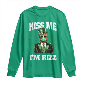 St. Patrick's Day Trump Bubble Gum Long Sleeve Shirt Funny Irish Kiss Me I'm Rizz TS10 Irish Green Print Your Wear