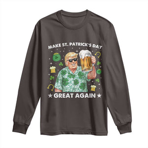 Funny Trump St Patrick's Day Long Sleeve Shirt Funny Beer Drinking TS10 Dark Chocolate Print Your Wear