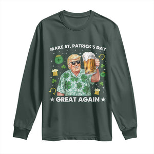 Funny Trump St Patrick's Day Long Sleeve Shirt Funny Beer Drinking TS10 Dark Forest Green Print Your Wear