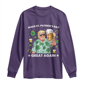 Funny Trump St Patrick's Day Long Sleeve Shirt Funny Beer Drinking TS10 Purple Print Your Wear