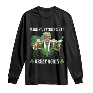 Make St Patrick's Day Great Again Funny Trump Long Sleeve Shirt American Flag Beer Drinking Trump TS10 Black Print Your Wear