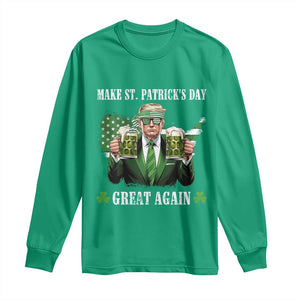 Make St Patrick's Day Great Again Funny Trump Long Sleeve Shirt American Flag Beer Drinking Trump TS10 Irish Green Print Your Wear