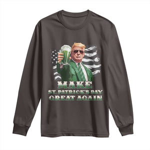 Make St Patricks Day Great Again Trump Long Sleeve Shirt Funny Irish American Flag TS10 Dark Chocolate Print Your Wear