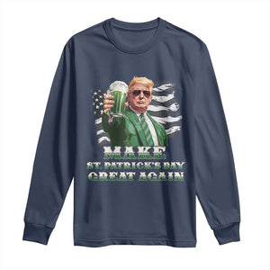 Make St Patricks Day Great Again Trump Long Sleeve Shirt Funny Irish American Flag TS10 Navy Print Your Wear