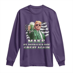 Make St Patricks Day Great Again Trump Long Sleeve Shirt Funny Irish American Flag TS10 Purple Print Your Wear