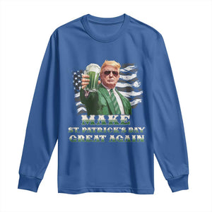 Make St Patricks Day Great Again Trump Long Sleeve Shirt Funny Irish American Flag TS10 Royal Blue Print Your Wear