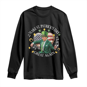 Funny Trump Make St Patrick's Day Great Again Long Sleeve Shirt American Flag Dancing Trump TS10 Black Print Your Wear