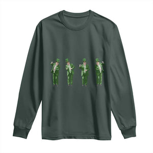 Dancing Trump Funny St Patricks Day Long Sleeve Shirt TS10 Dark Forest Green Print Your Wear