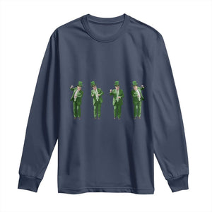 Dancing Trump Funny St Patricks Day Long Sleeve Shirt TS10 Navy Print Your Wear