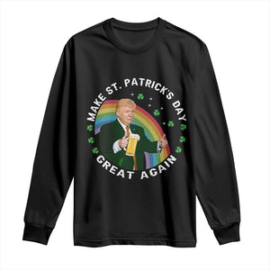 Funny Trump Make St Patrick's Day Great Again Long Sleeve Shirt Lucky Shamrock Beer Drinking Trump TS10 Black Print Your Wear