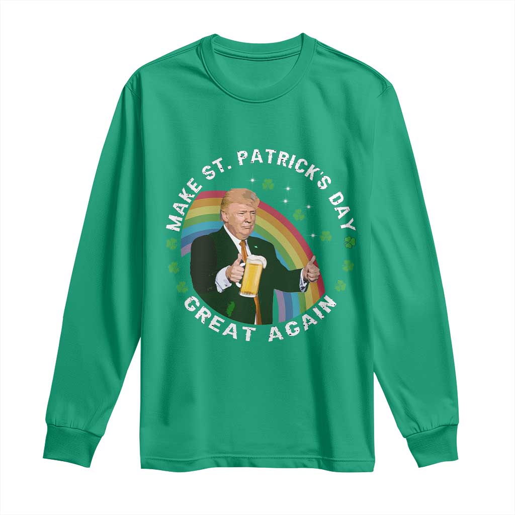 Funny Trump Make St Patrick's Day Great Again Long Sleeve Shirt Lucky Shamrock Beer Drinking Trump TS10 Irish Green Print Your Wear