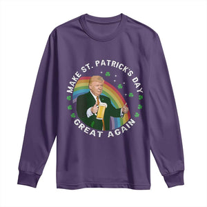 Funny Trump Make St Patrick's Day Great Again Long Sleeve Shirt Lucky Shamrock Beer Drinking Trump TS10 Purple Print Your Wear