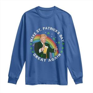 Funny Trump Make St Patrick's Day Great Again Long Sleeve Shirt Lucky Shamrock Beer Drinking Trump TS10 Royal Blue Print Your Wear