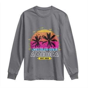 Welcome To America's Gulf Long Sleeve Shirt Est 2025 Retro Vintage Summer Vibes TS10 Charcoal Print Your Wear