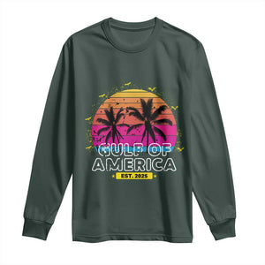 Welcome To America's Gulf Long Sleeve Shirt Est 2025 Retro Vintage Summer Vibes TS10 Dark Forest Green Print Your Wear