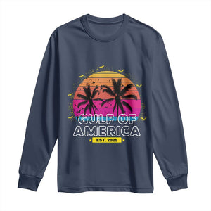 Welcome To America's Gulf Long Sleeve Shirt Est 2025 Retro Vintage Summer Vibes TS10 Navy Print Your Wear