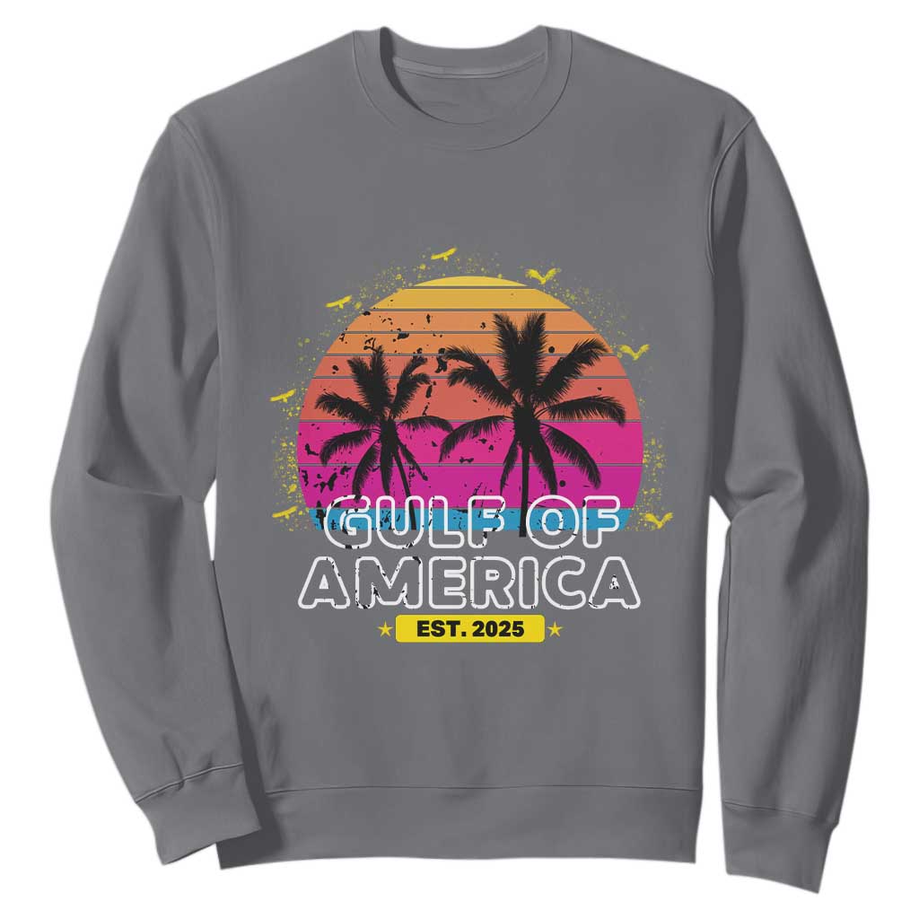 Welcome To America's Gulf Sweatshirt Est 2025 Retro Vintage Summer Vibes TS10 Charcoal Print Your Wear