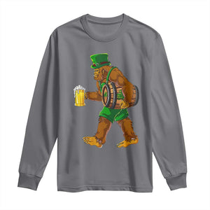 St Patricks Day Bigfoot Long Sleeve Shirt Sasquatch Beer Funny Party Shamrock TS10 Charcoal Print Your Wear