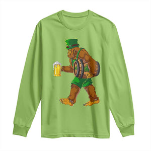 St Patricks Day Bigfoot Long Sleeve Shirt Sasquatch Beer Funny Party Shamrock TS10 Lime Print Your Wear