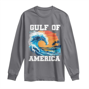 Gulf Of USA America Long Sleeve Shirt President Trump 2025 Funny Gulf Mexico Summer Vibes TS10 Charcoal Print Your Wear