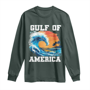 Gulf Of USA America Long Sleeve Shirt President Trump 2025 Funny Gulf Mexico Summer Vibes TS10 Dark Forest Green Print Your Wear