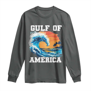 Gulf Of USA America Long Sleeve Shirt President Trump 2025 Funny Gulf Mexico Summer Vibes TS10 Dark Heather Print Your Wear