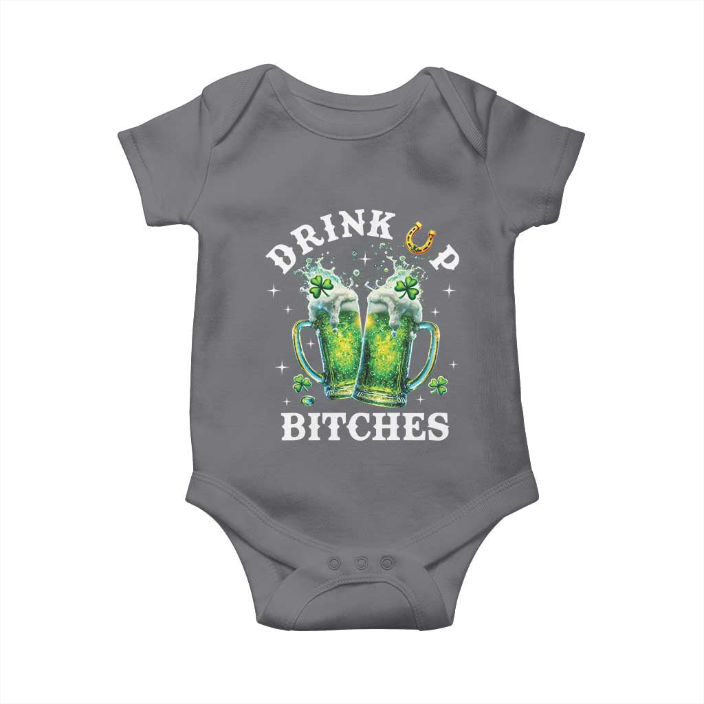 Drink Up Bitches Funny St Patricks Day Baby Onesie Irish Beer Lovers TS10 Charcoal Print Your Wear