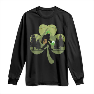 St Patricks Day Bigfoot Long Sleeve Shirt Sasquatch Irish Beer Lovers Shamrock Clover Leaf TS10 Black Print Your Wear