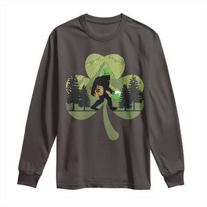 St Patricks Day Bigfoot Long Sleeve Shirt Sasquatch Irish Beer Lovers Shamrock Clover Leaf TS10 Dark Chocolate Print Your Wear