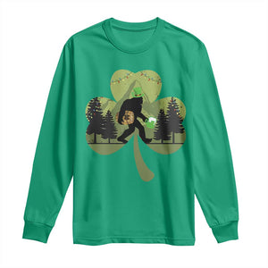 St Patricks Day Bigfoot Long Sleeve Shirt Sasquatch Irish Beer Lovers Shamrock Clover Leaf TS10 Irish Green Print Your Wear