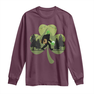 St Patricks Day Bigfoot Long Sleeve Shirt Sasquatch Irish Beer Lovers Shamrock Clover Leaf TS10 Maroon Print Your Wear