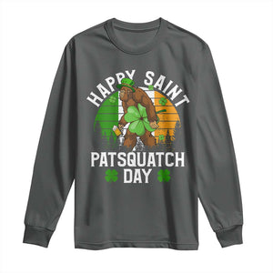 St Patricks Day Bigfoot Long Sleeve Shirt Irish Shamrock Sasquatch Beer Lovers TS10 Dark Heather Print Your Wear