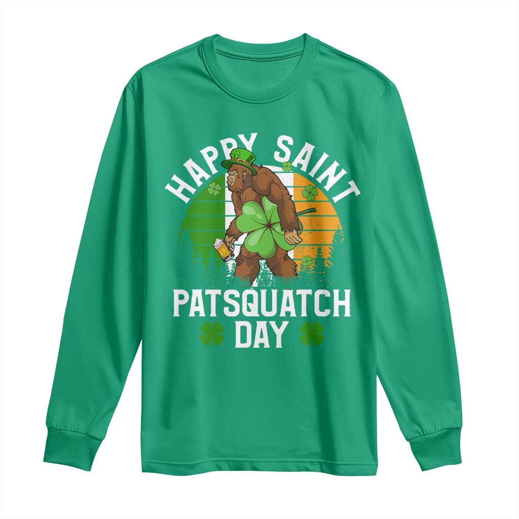 St Patricks Day Bigfoot Long Sleeve Shirt Irish Shamrock Sasquatch Beer Lovers TS10 Irish Green Print Your Wear