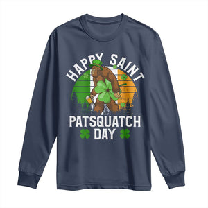 St Patricks Day Bigfoot Long Sleeve Shirt Irish Shamrock Sasquatch Beer Lovers TS10 Navy Print Your Wear