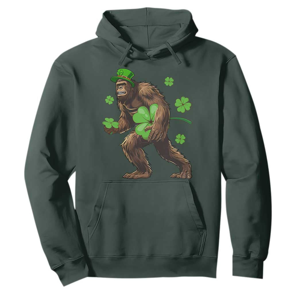 St Patricks Day Bigfoot Hoodie Funny Sasquatch Shamrock TS10 Dark Forest Green Print Your Wear