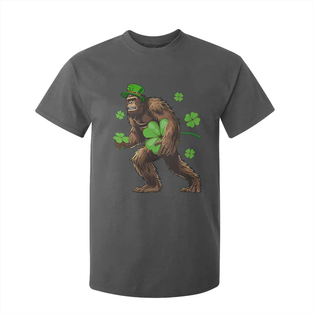 St Patricks Day Bigfoot T Shirt For Kid Funny Sasquatch Shamrock TS10 Dark Heather Print Your Wear