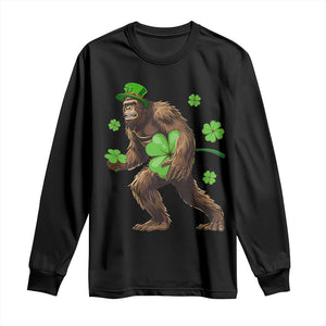 St Patricks Day Bigfoot Long Sleeve Shirt Funny Sasquatch Shamrock TS10 Black Print Your Wear