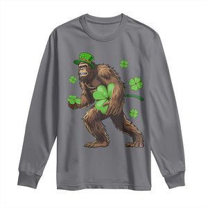 St Patricks Day Bigfoot Long Sleeve Shirt Funny Sasquatch Shamrock TS10 Charcoal Print Your Wear