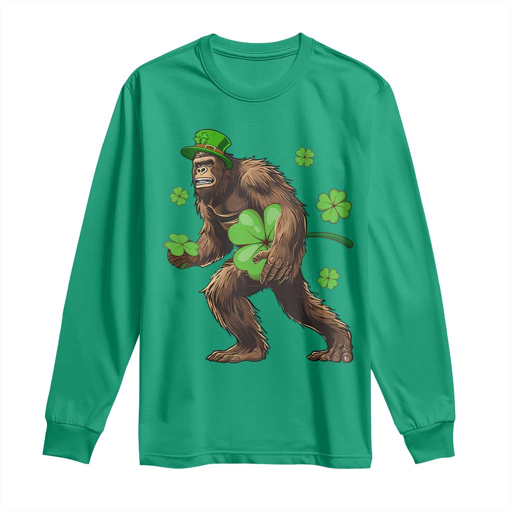 St Patricks Day Bigfoot Long Sleeve Shirt Funny Sasquatch Shamrock TS10 Irish Green Print Your Wear