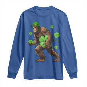 St Patricks Day Bigfoot Long Sleeve Shirt Funny Sasquatch Shamrock TS10 Royal Blue Print Your Wear