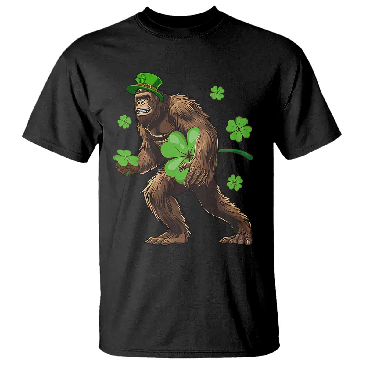 St Patricks Day Bigfoot T Shirt Funny Sasquatch Shamrock TS10 Black Print Your Wear