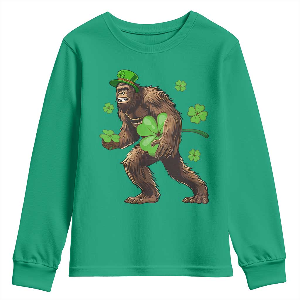 St Patricks Day Bigfoot Youth Sweatshirt Funny Sasquatch Shamrock TS10 Irish Green Print Your Wear
